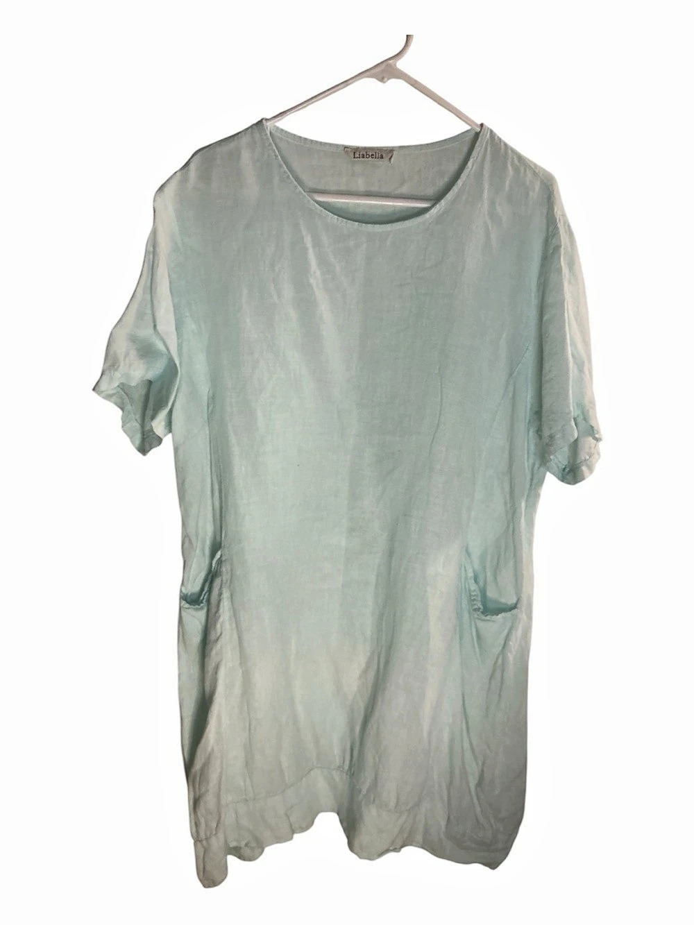 Liabella Linen Mini Dress in Baby Blue XL